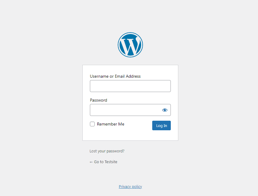WordPresss login page
