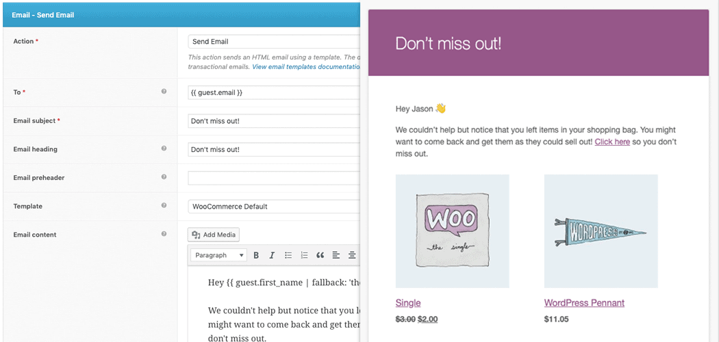 AutomateWoo email with default WooCommerce style
