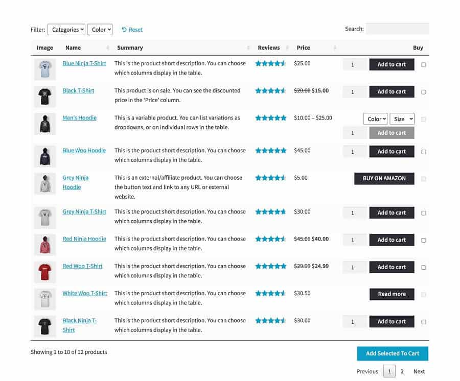 WooCommerce Product Table Lite – Plugin WordPress