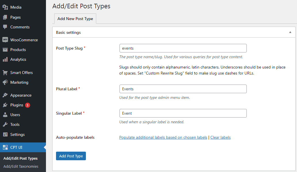 adding new WordPress custom post types