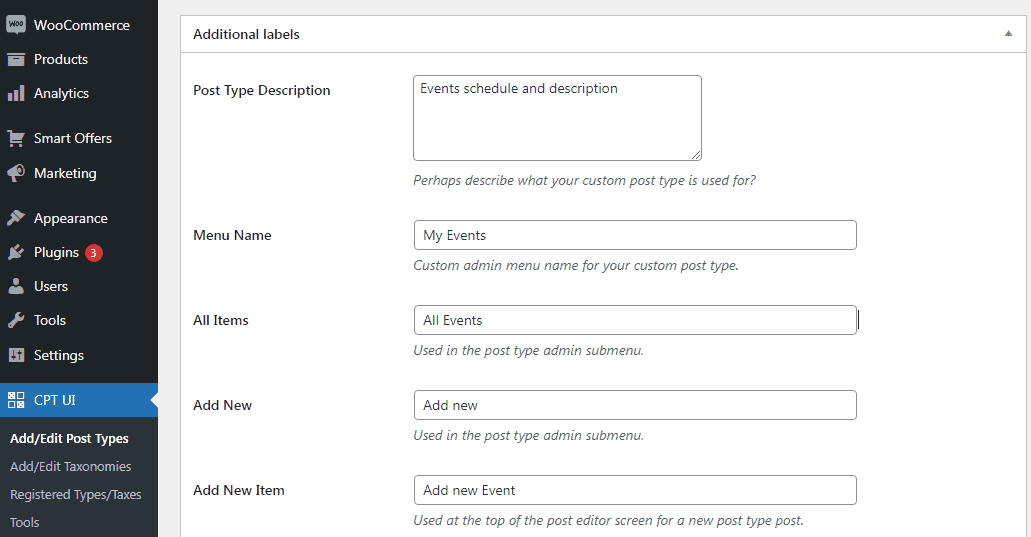 custom post type additional fields