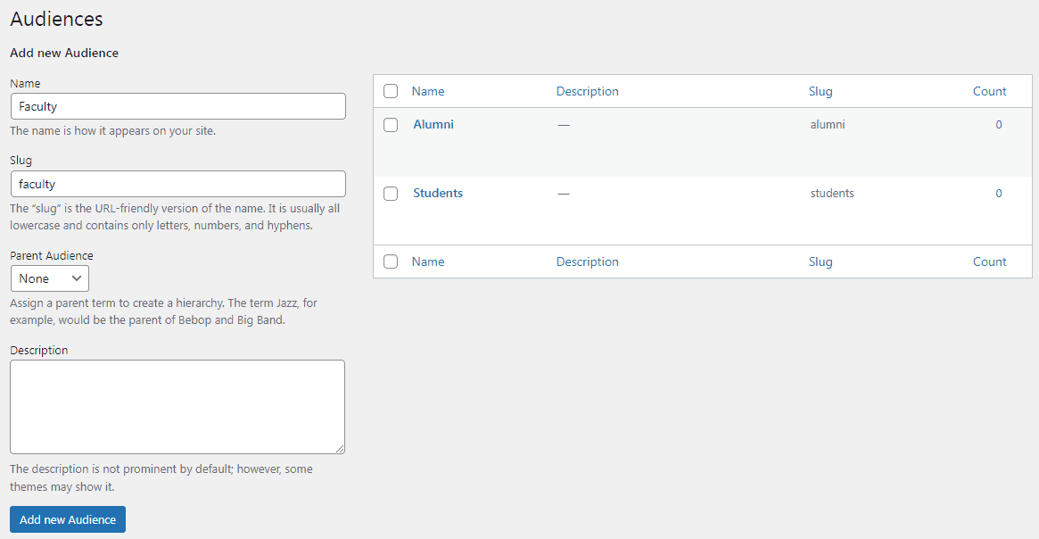 add taxonomies for post type