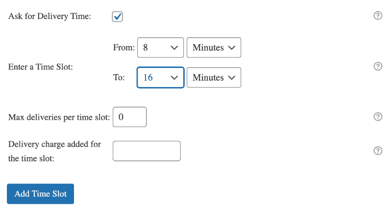 product delivery date timeslot