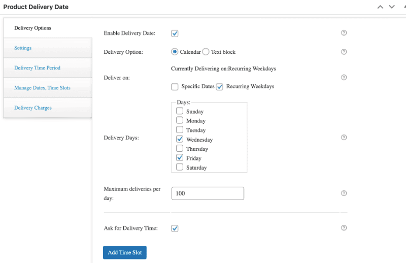 set product delivery date