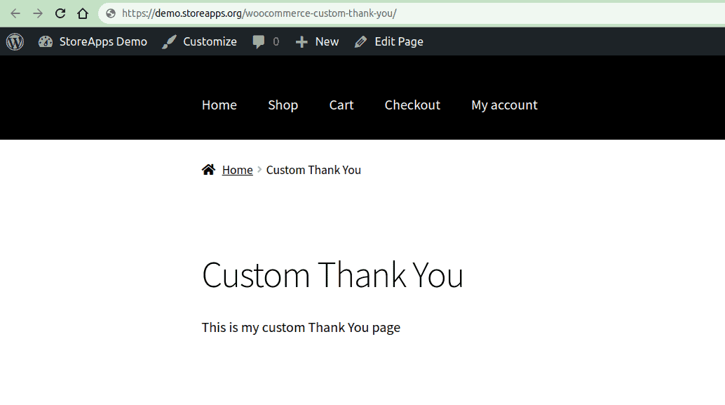 Custom thank you page using redirect