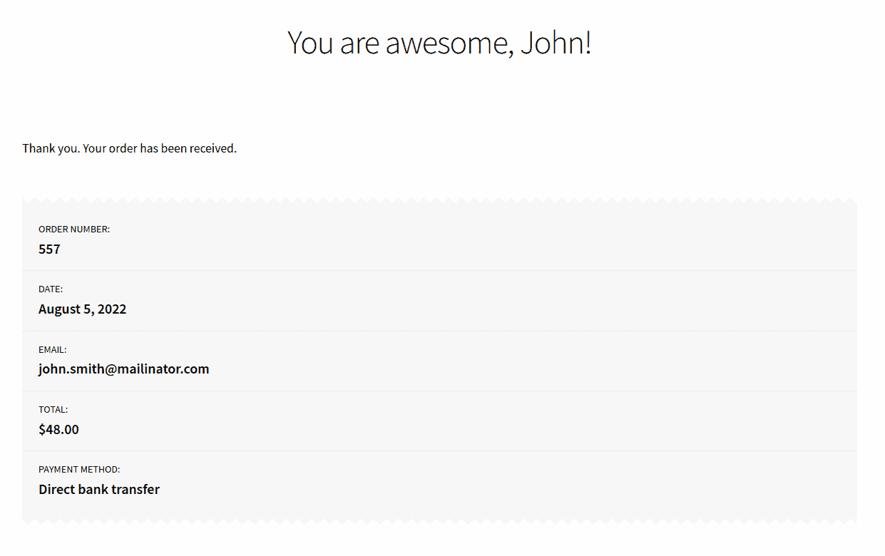 customized thank you page title