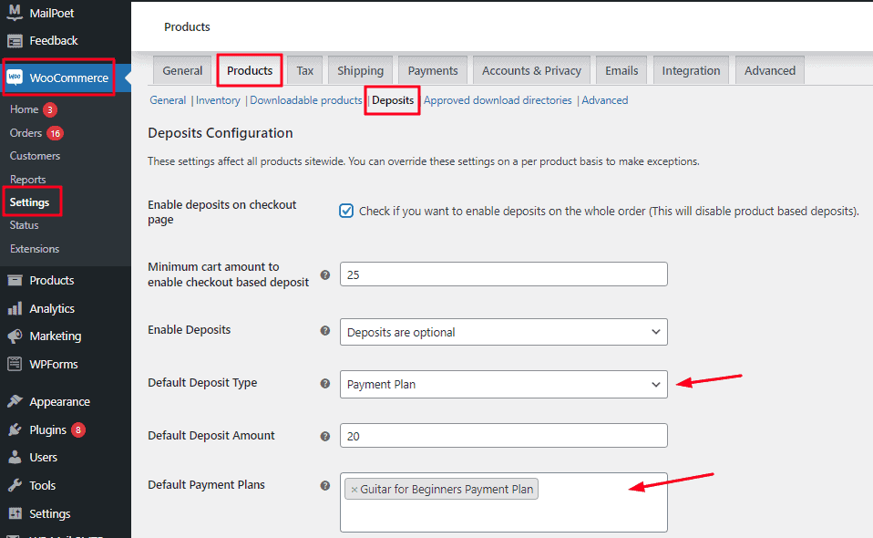 payment plan configuration