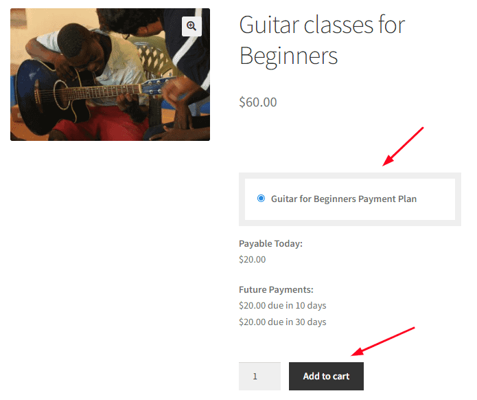 frontend view of partial payment for profitable online course selling site