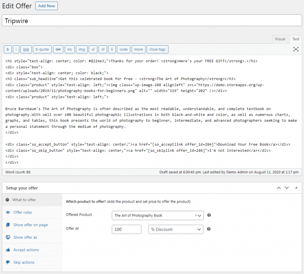 How to set up a converting woocommerce tripwire offer 
