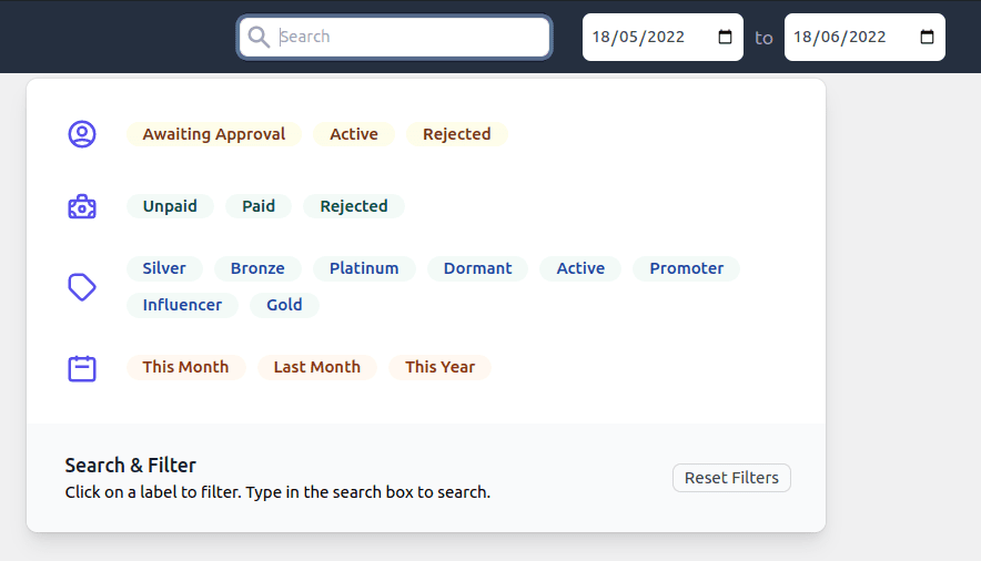 Affiliate for WooCommerce search filters