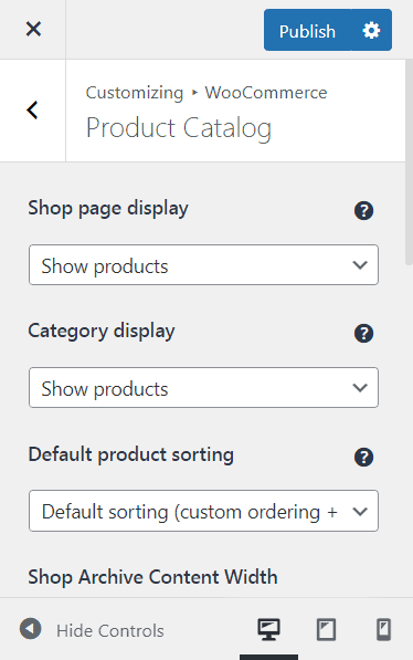 hide categories shop page