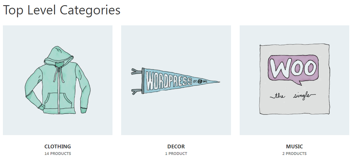 WooCommerce categories shortcodes