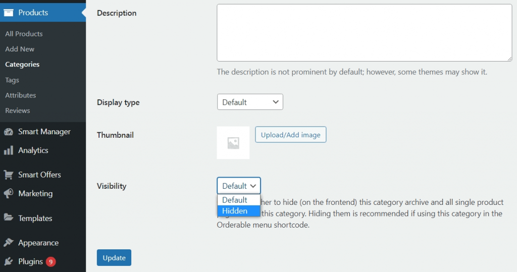 How to hide a category in woocommerce without plugins 