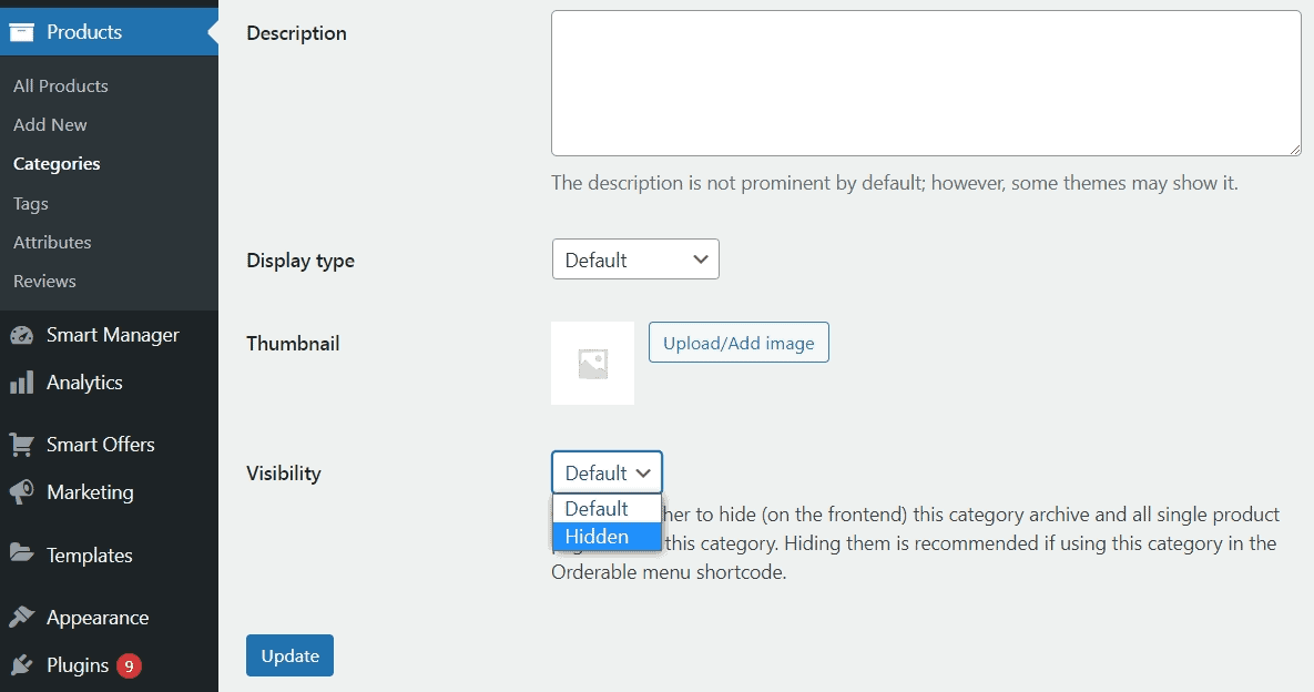 WooCommerce hide category default