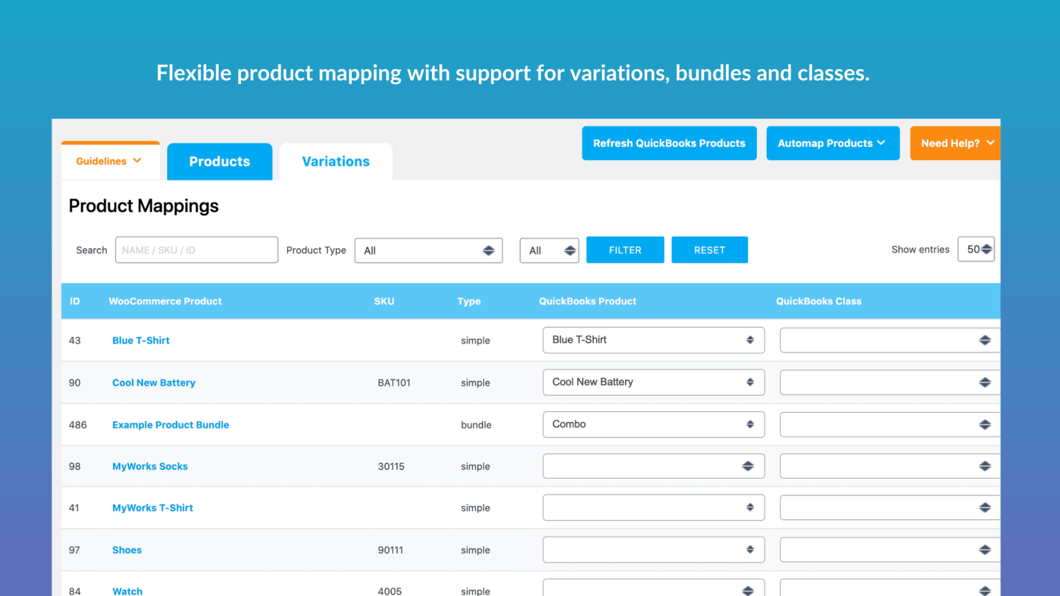 WooCommerce QuickBooks data mapping