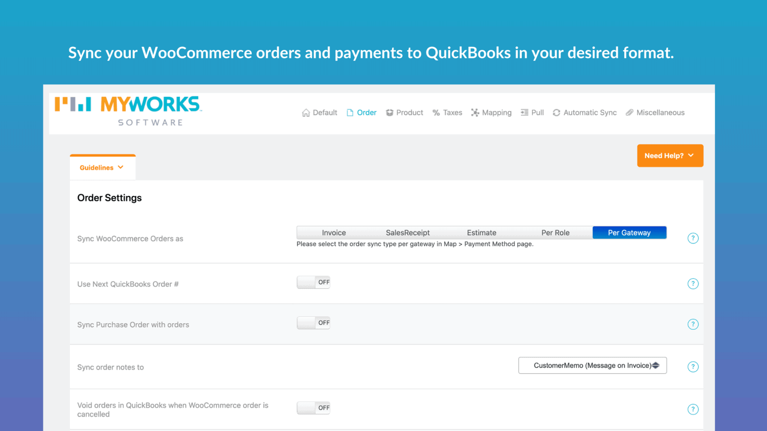WooCommerce QuickBooks data sync