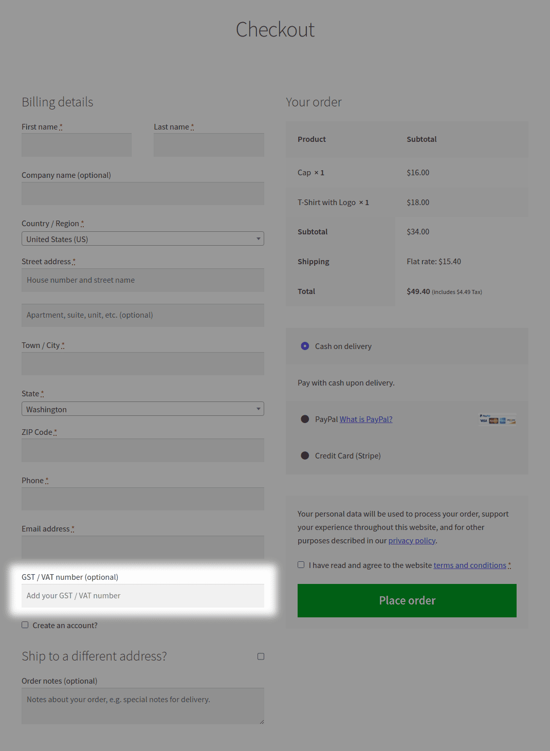 Cashier checkout field editor custom value