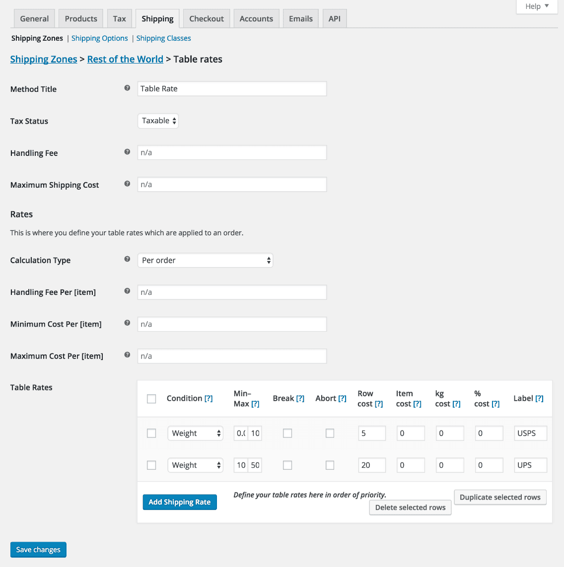 WooCommerce Table Rate Shipping