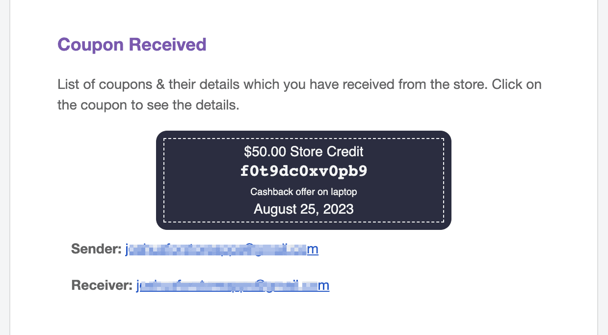 cashback coupon in email