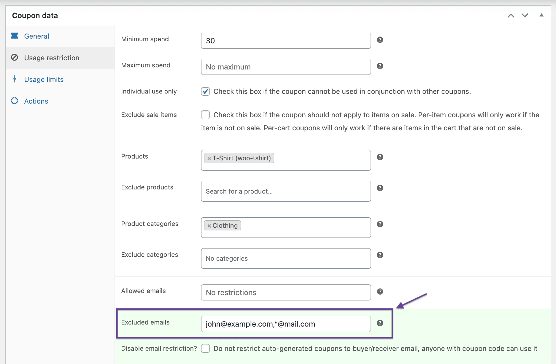 https://www.storeapps.org/wp-content/uploads/2023/08/woocommerce-smart-coupons-exclude-emails-restriction.png