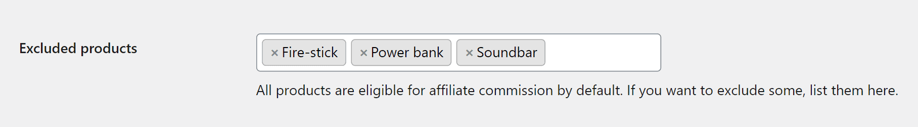 exclude products from affiliate commission