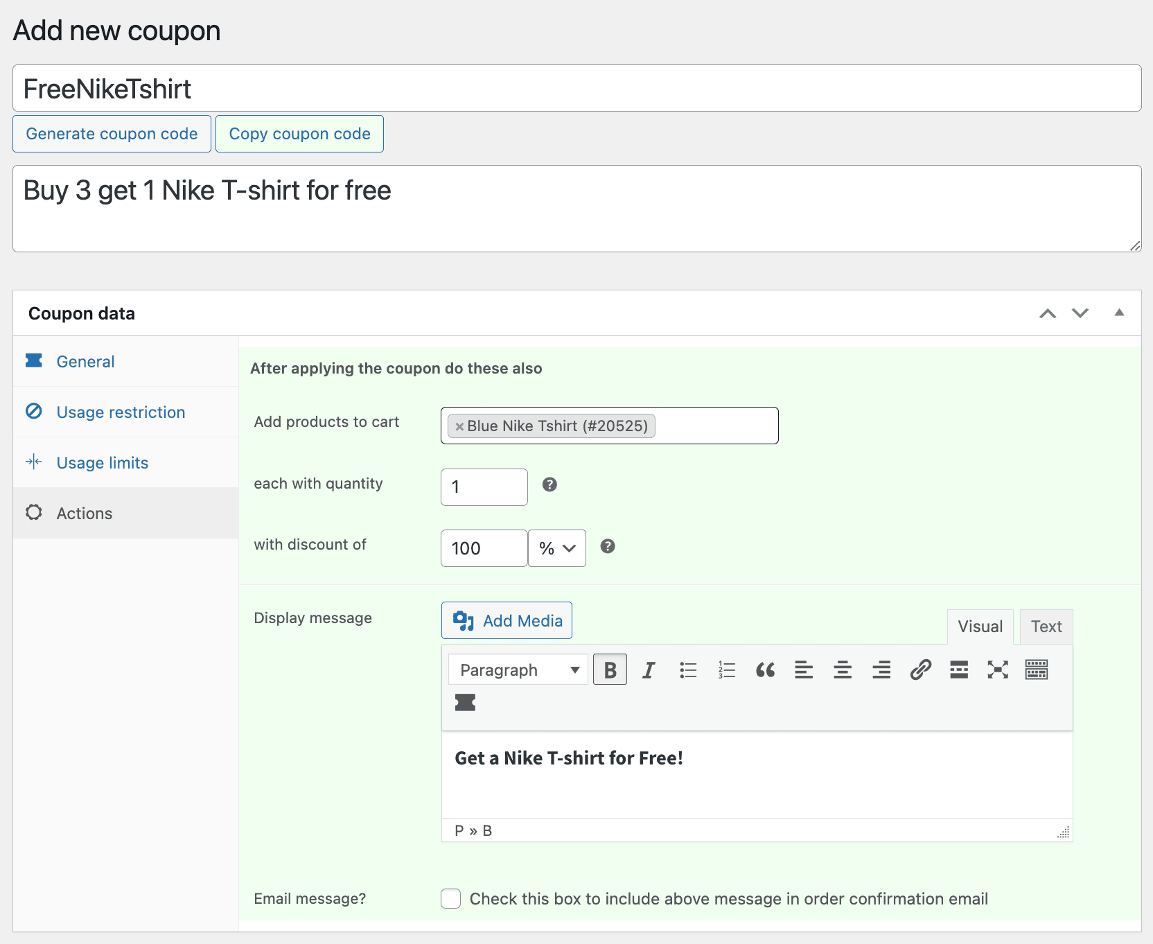 free product configuration