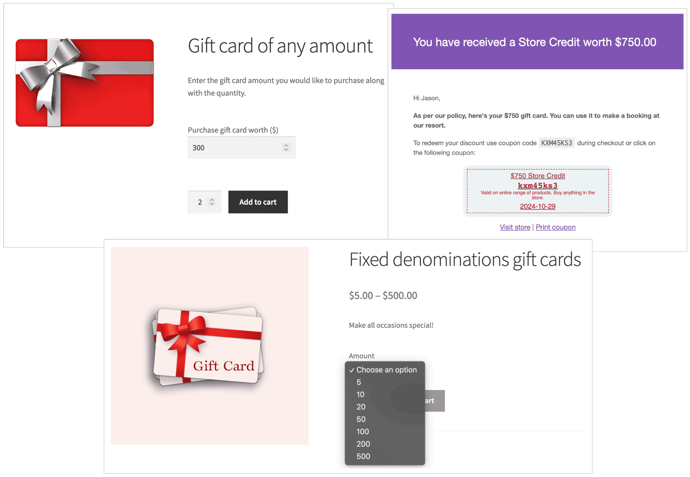 Smart Coupons gift cards for WooCommerce