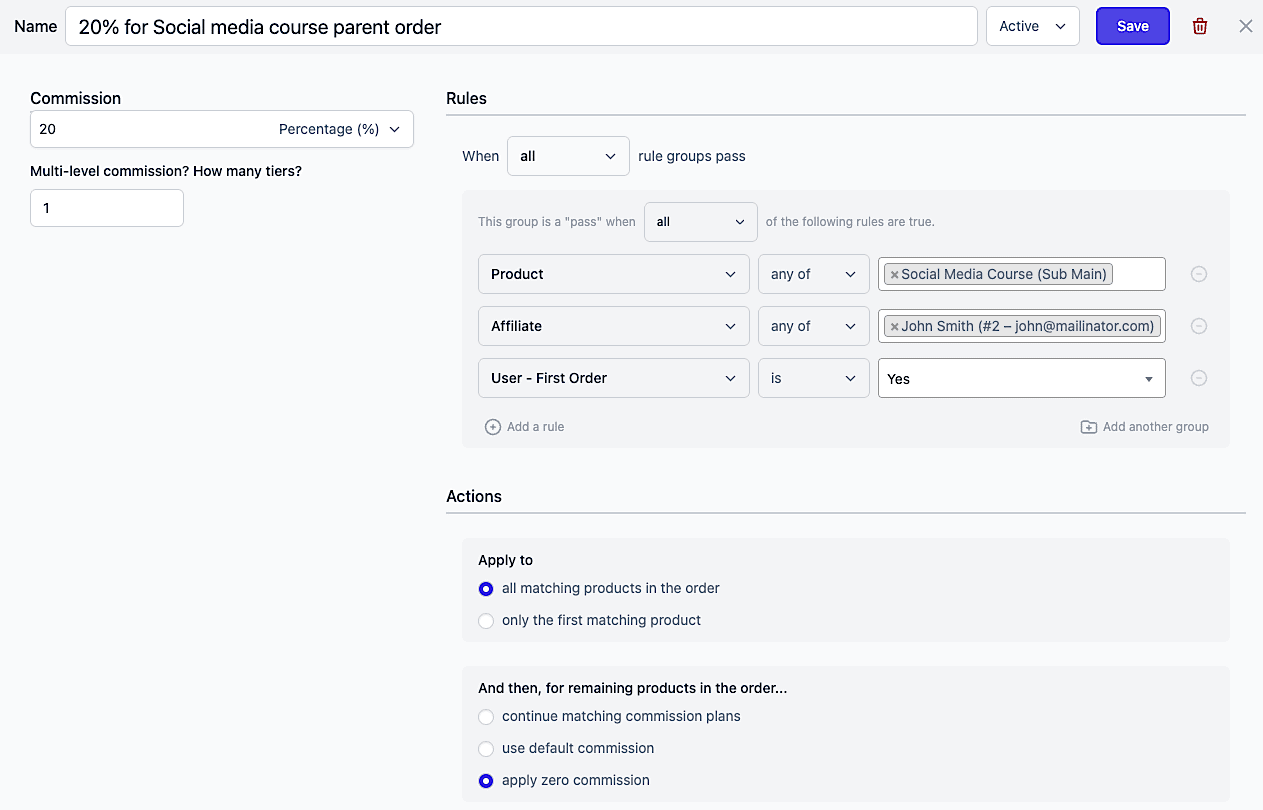 commission plan only for parent order for other WooCommerce subscriptions plugins