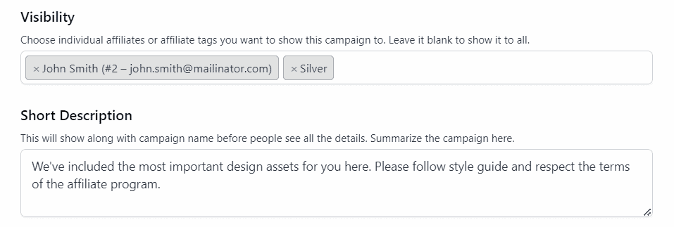 restrict marketing campaign by affiliate and affiliate group