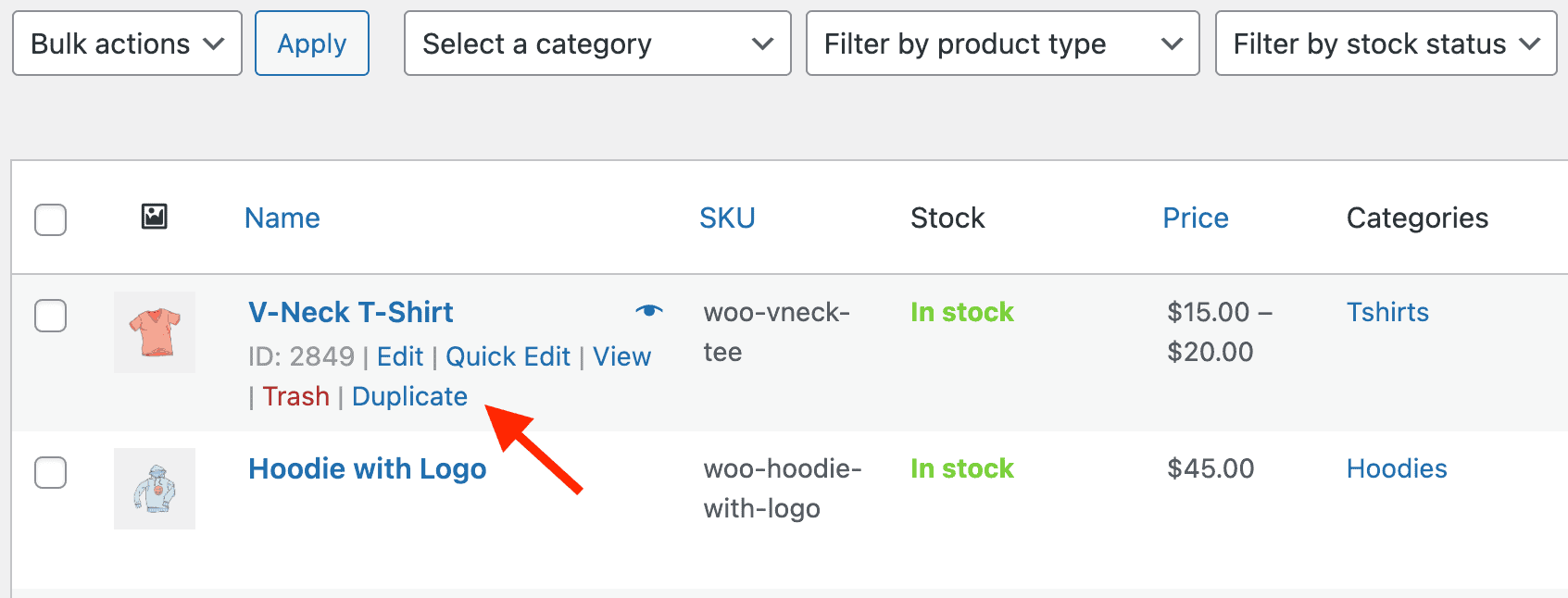 In-built duplicate single product option in WooCommerce