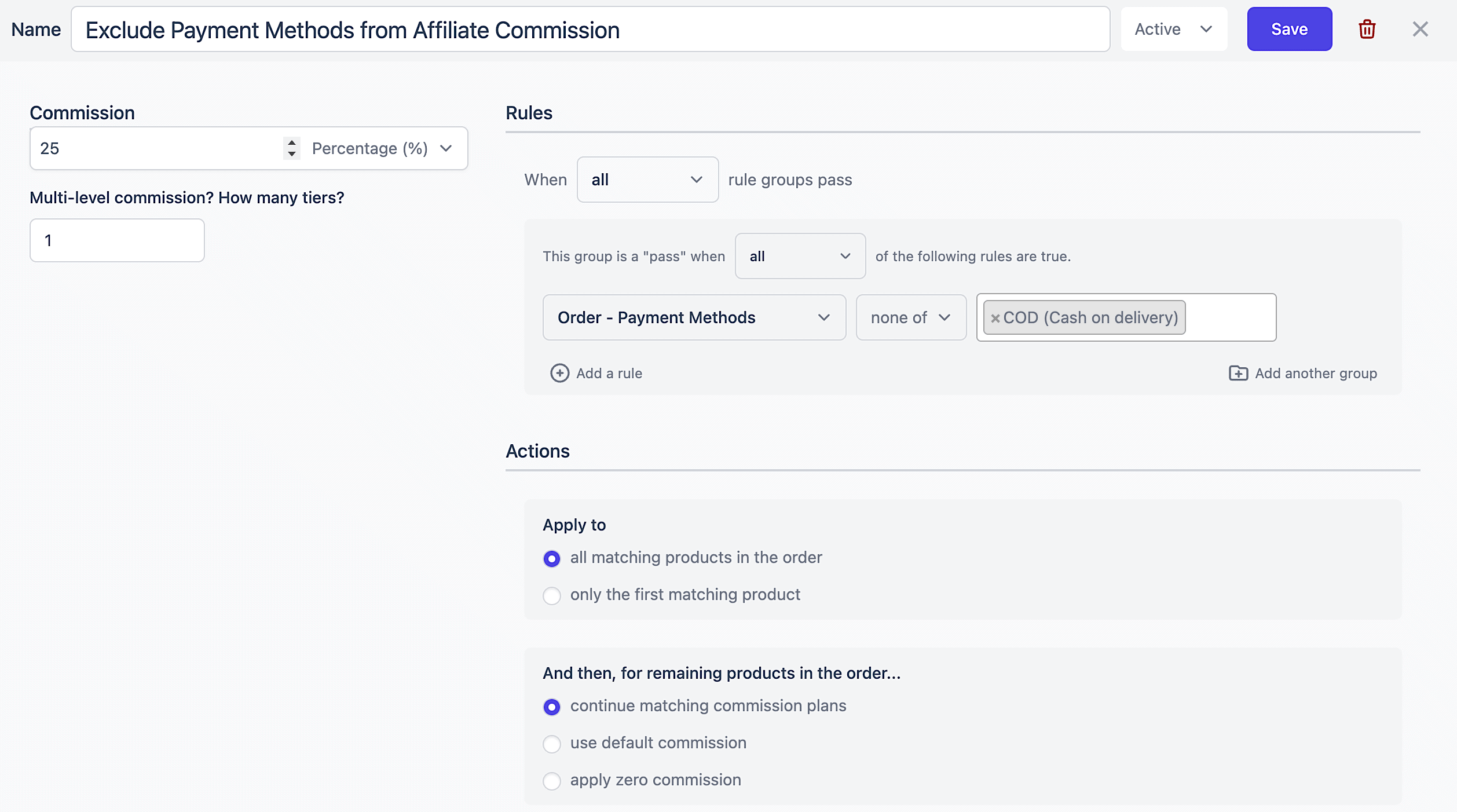payment method commission plan