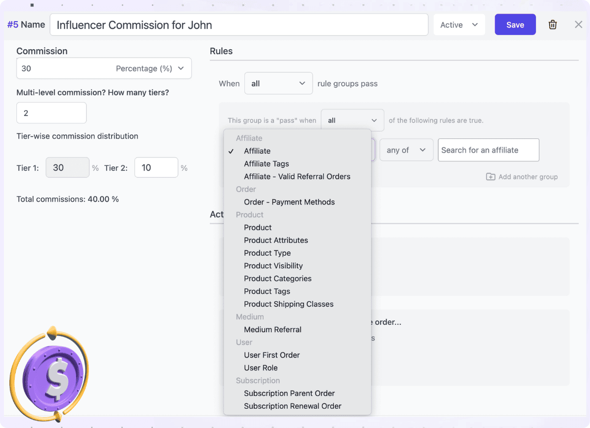 influencer commission plan