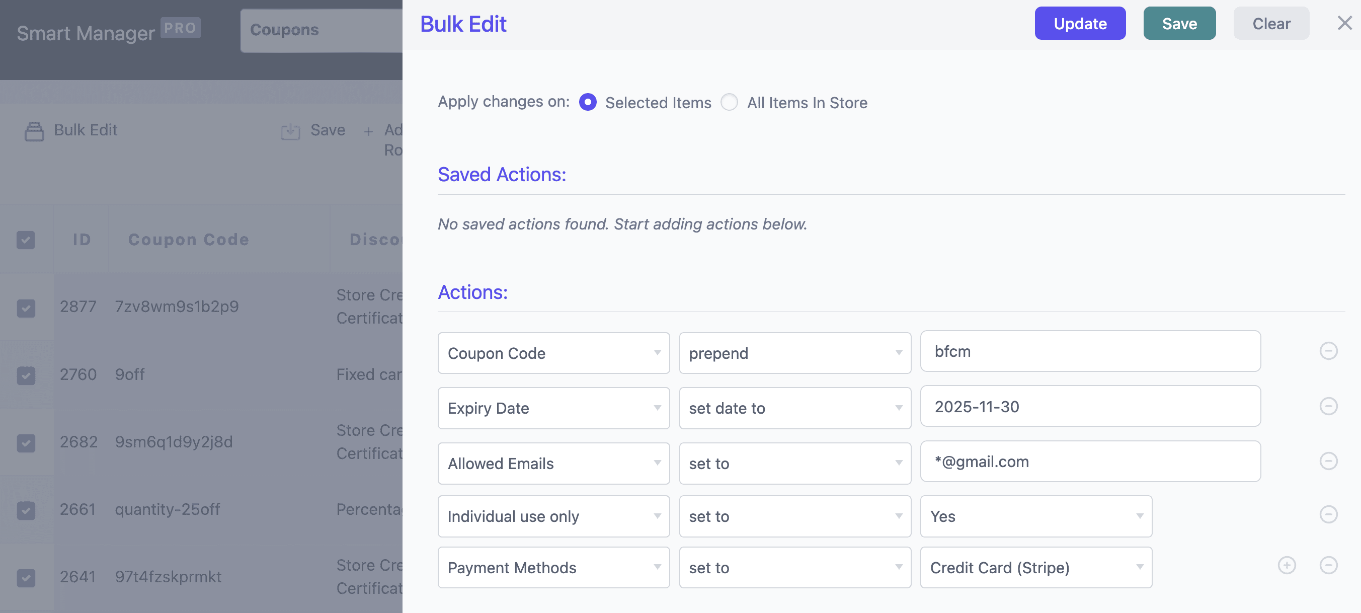 WooCommerce bulk edit coupons