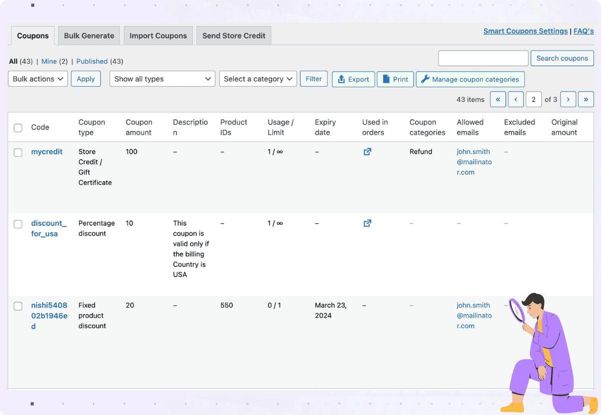 coupons management dashboard
