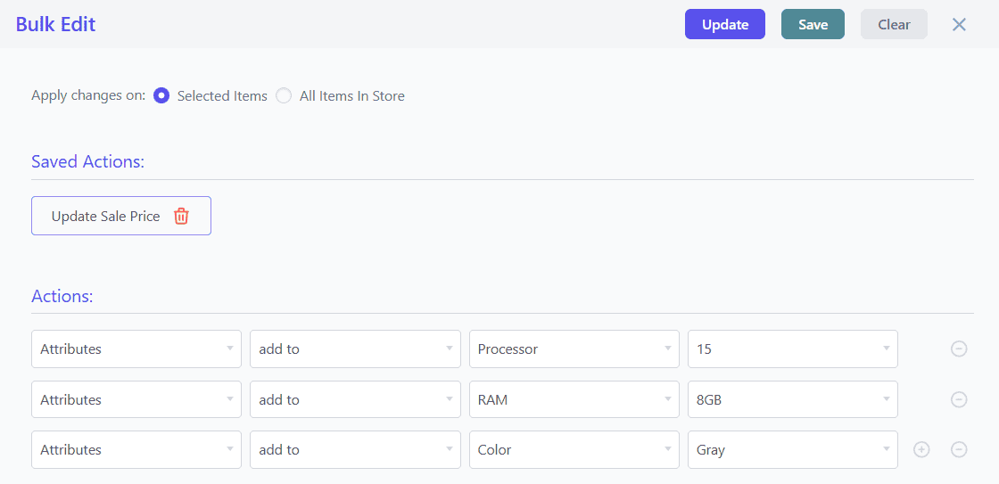 Add multiple attributes in a single bulk edit operation in WooCommerce