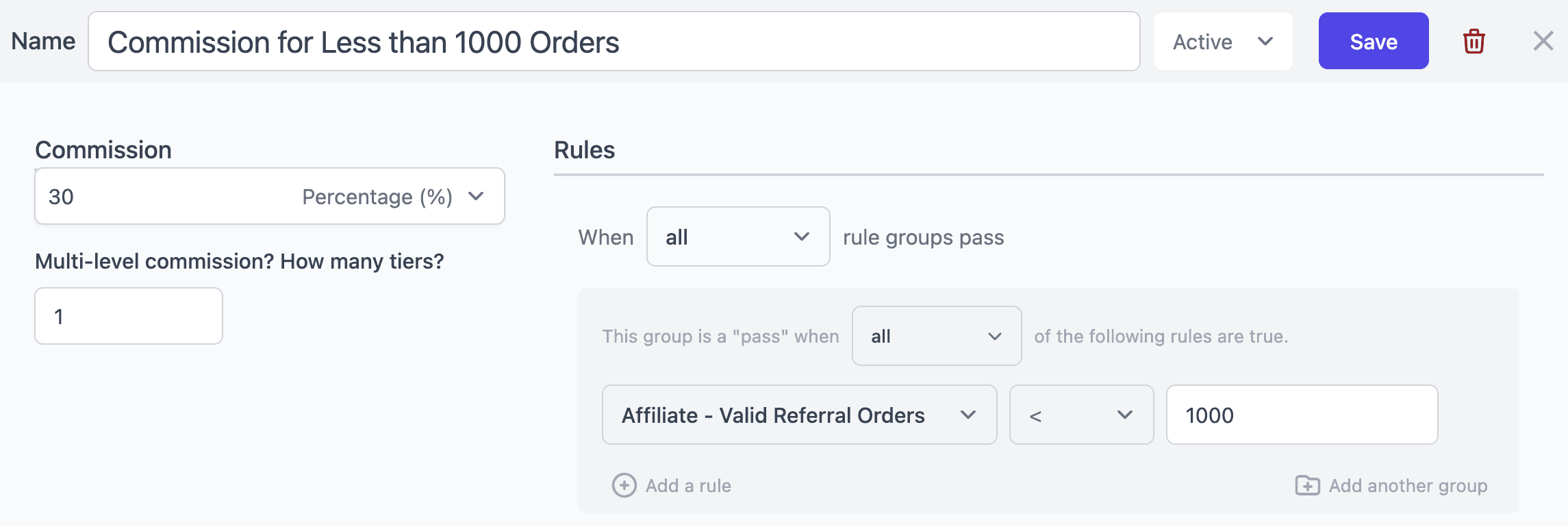 tiered commission rule for less orders