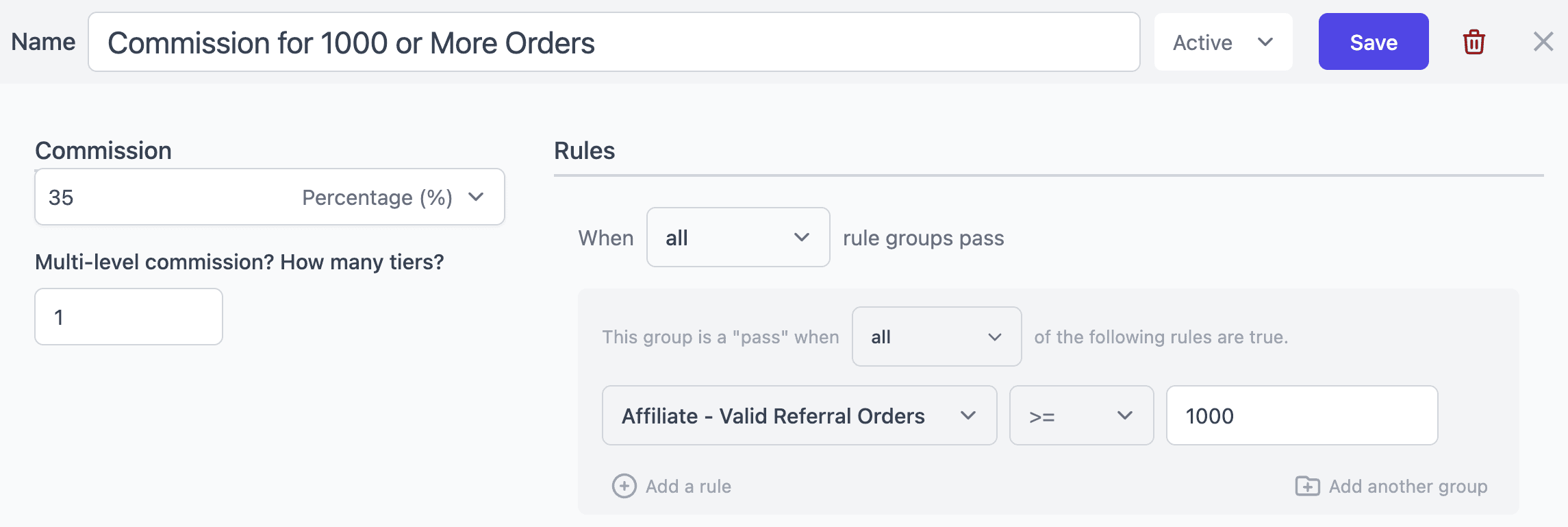 tiered commission rule for more orders