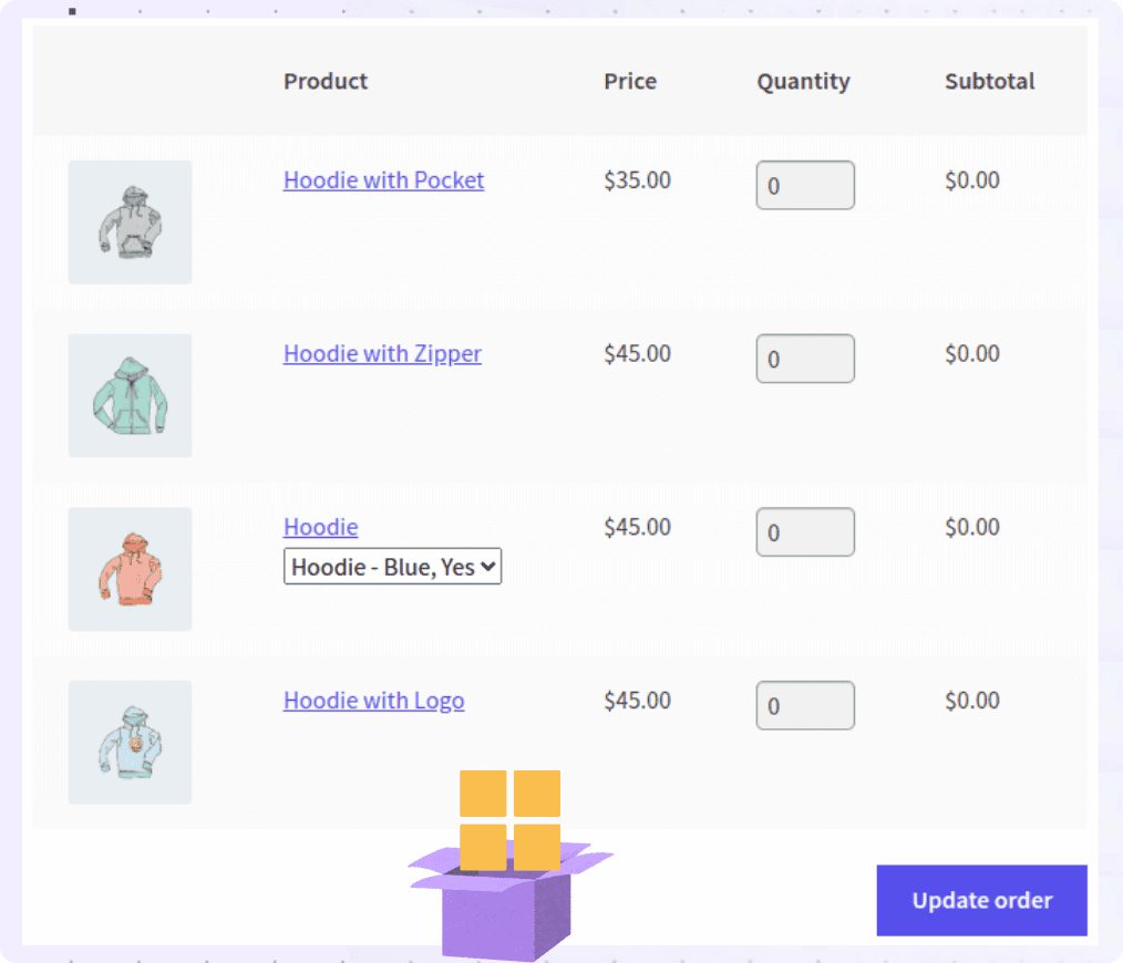 cashier one page checkout for product categories