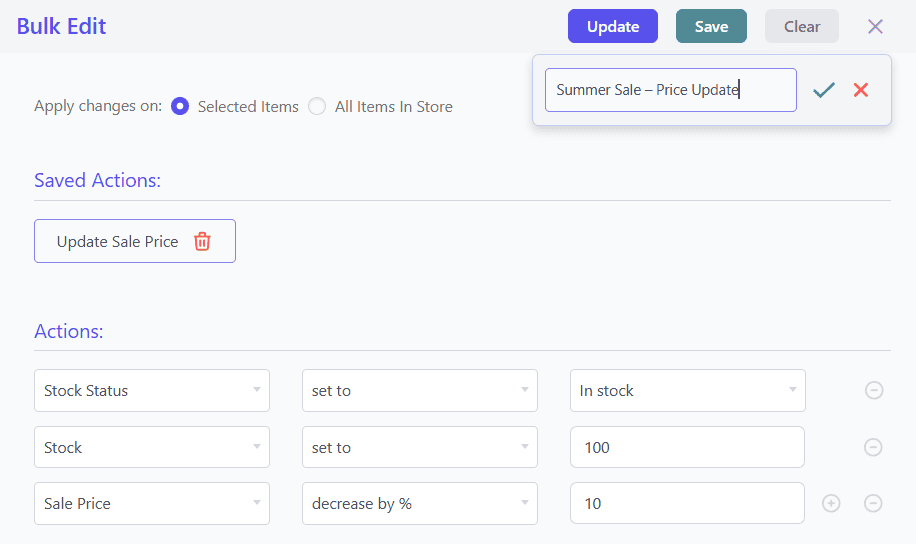 smart manager create saved bulk edits