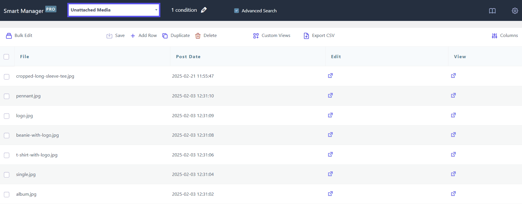 smart manager unattached media dashboard