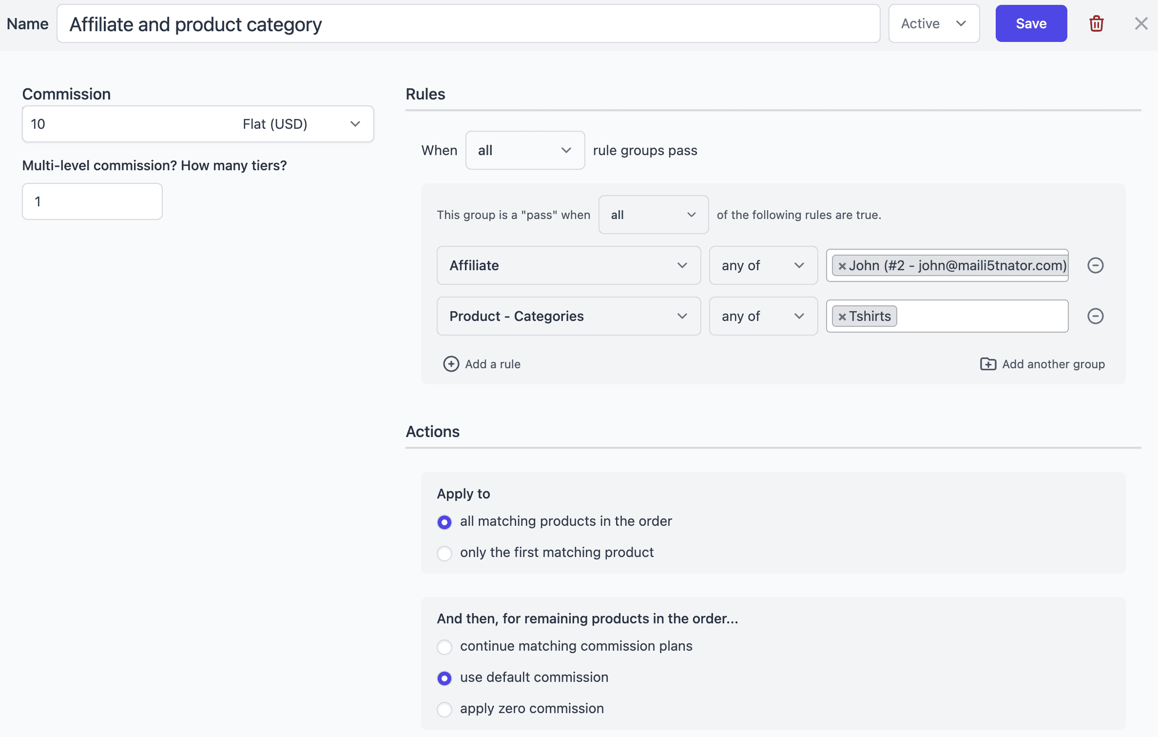 WooCommerce affiliate commission based on product category affiliate
