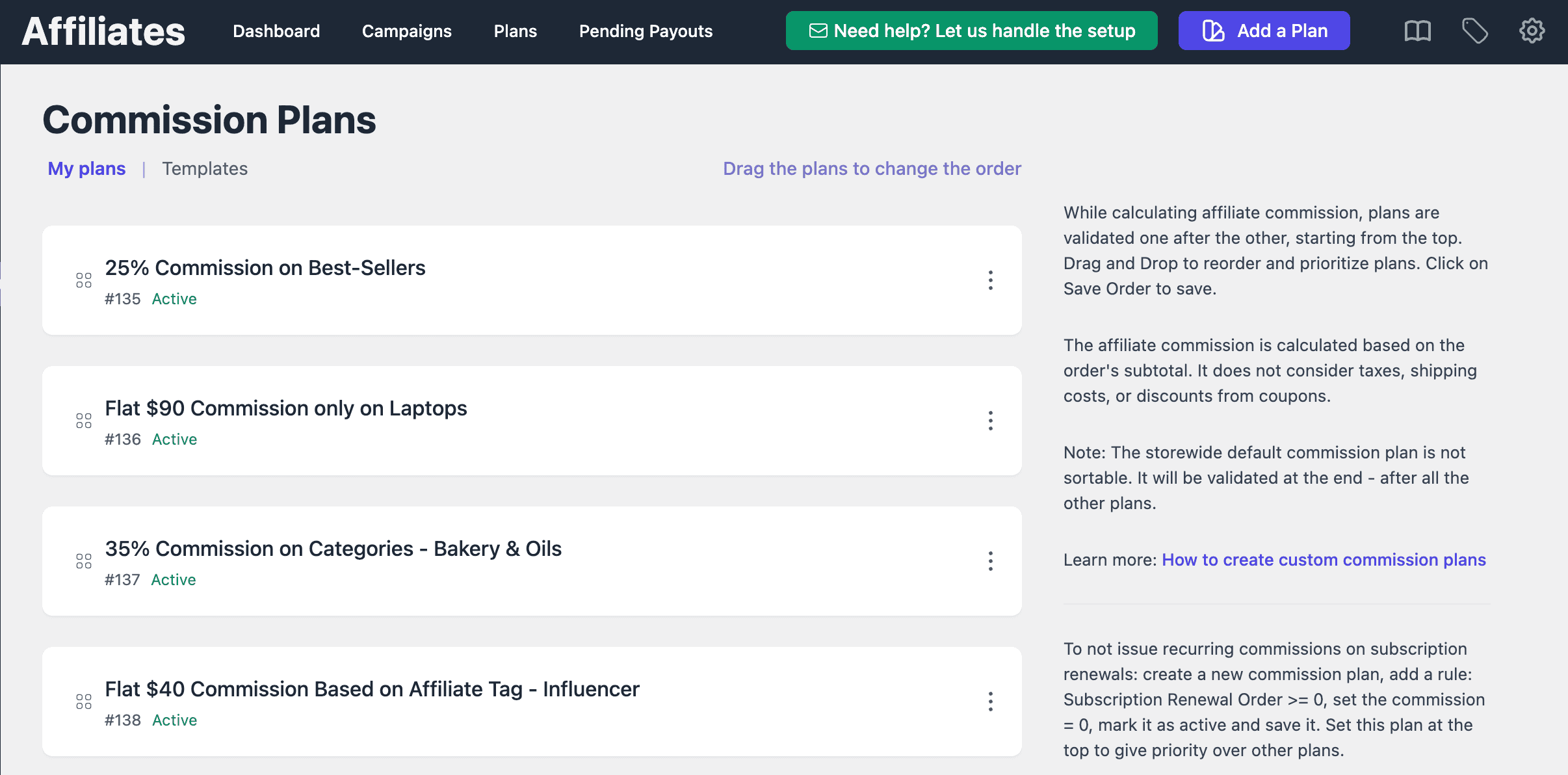 fashion affiliate program commision plans dashboard