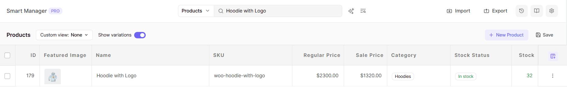 Simple search with exact results in Smart Manager