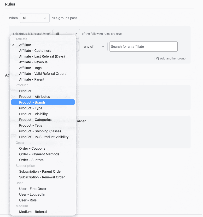 product taxonomy and other commission types