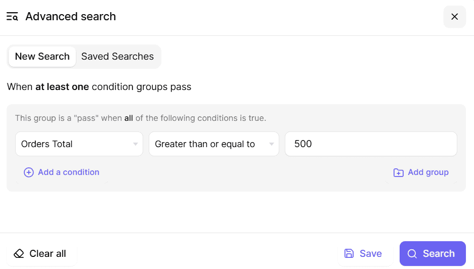 smart manager users advanced search by order total