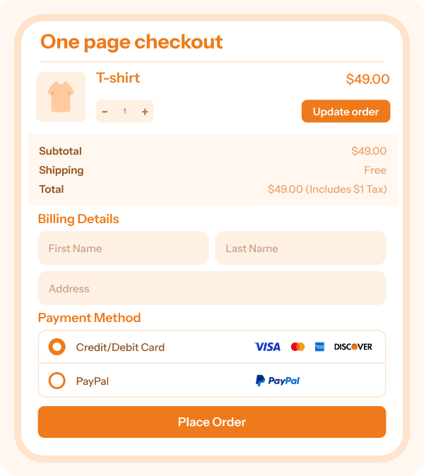StoreApps Cashier one page checkout 