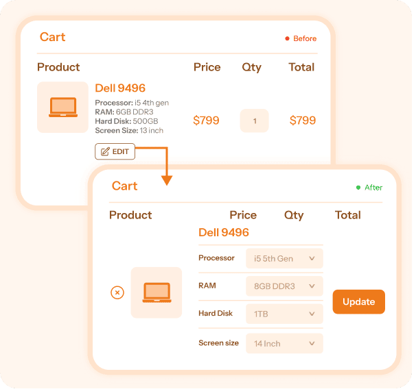 StoreApps Cashier update variations in cart