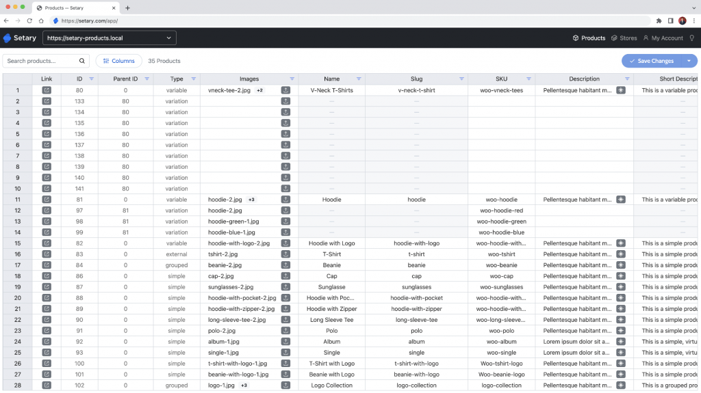 Setary dashboard