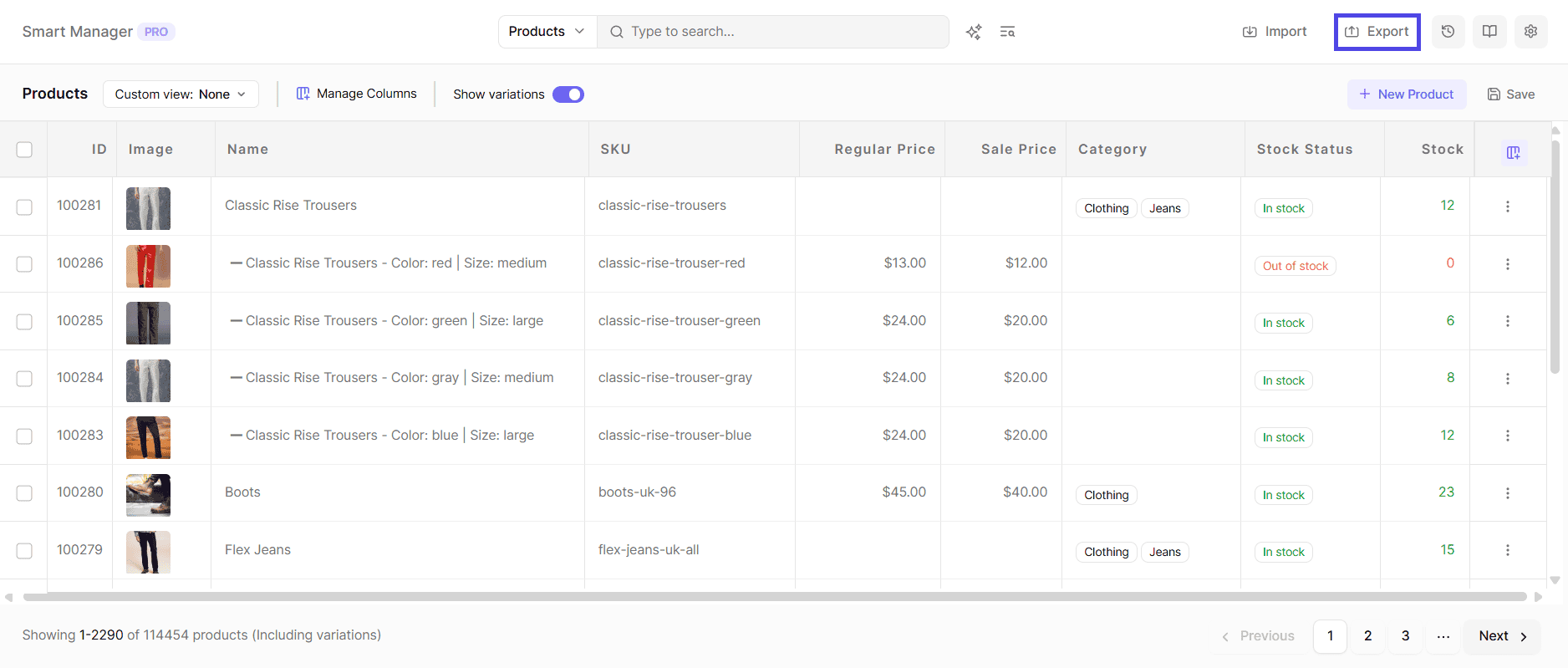 CSV Export for WooCommerce Products using Smart Manager