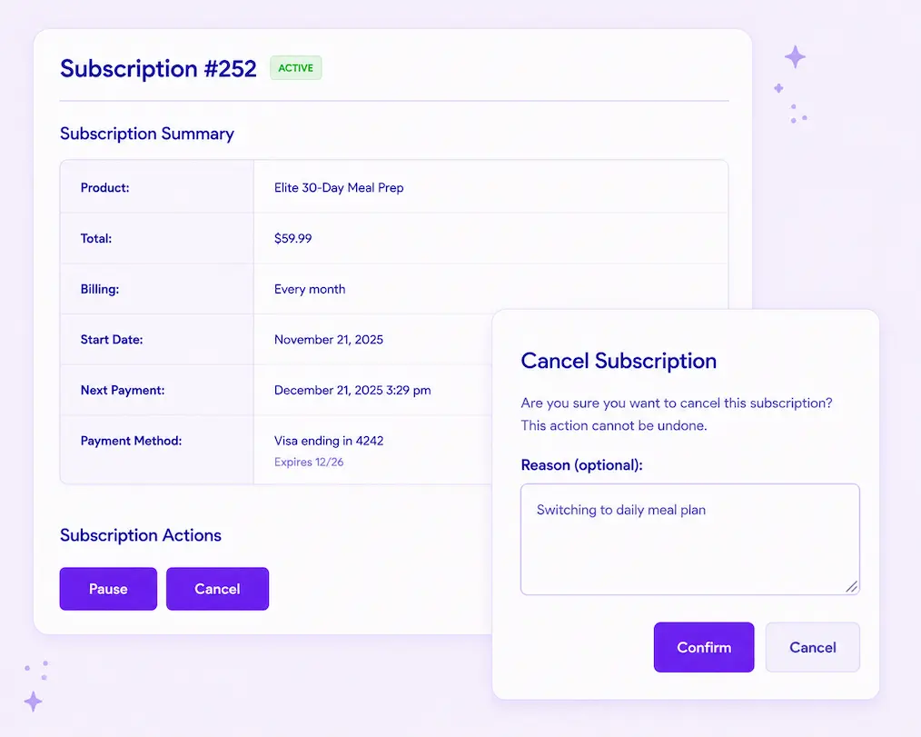 Smart Subscriptions view churn reason